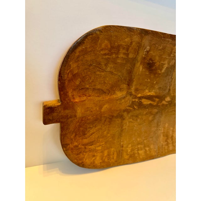 Wood Late 20th Century Hand Carved Wood Leaf Tray Wooden Centerpiece Rustic Primitive Japandi For Sale - Image 7 of 10