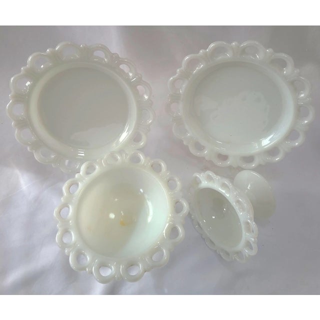 American 1950s Anchor Hocking Old Colony Milk Glass Salad Plates & Compote Set- 4 Pieces For Sale - Image 3 of 6