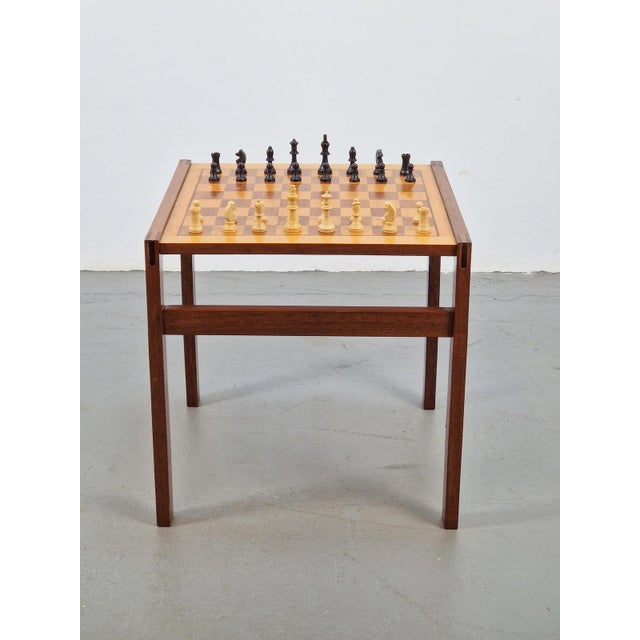 Vintage Chessboard Side Table and Chess Pieces, 1970s For Sale - Image 10 of 16