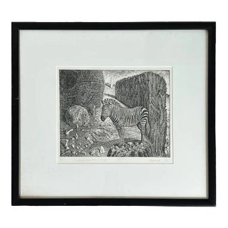 "Zebra's Secret Place in Passage" an Etching by William Kelly Fearing (1918-2011) For Sale