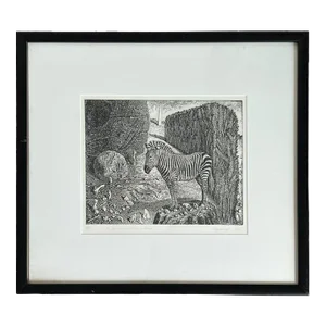 "Zebra's Secret Place in Passage" an Etching by William Kelly Fearing (1918-2011)