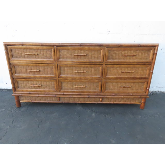 This Dresser is made out of wood, solid wood, bamboo, wicker, rattan, and veneer. This Dresser has Hollywood Regency Style...