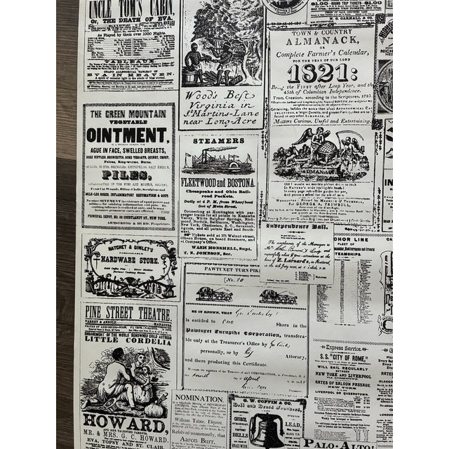 Mid-Century Modern 1970s Victorian Newsprint Wallpaper 11 Yds For Sale - Image 3 of 7