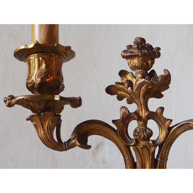 Antique Victorian Rococo Revival French Bronze Harpist Candelabra Table Lamp, 1870s For Sale - Image 17 of 18
