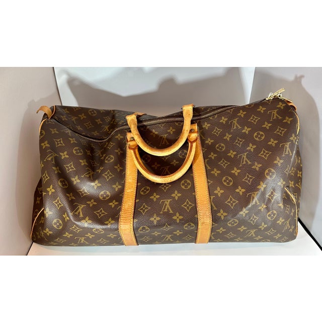 Louis Vuitton LOUIS VUITTON Brown Monogram Canvas Keepall Luggage Bag 55 For Sale - Image 4 of 18