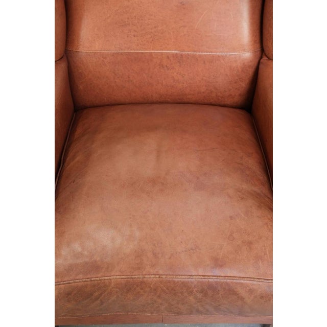 English-Style Cowhide Wing Armchairs, Set of 2 For Sale - Image 6 of 14