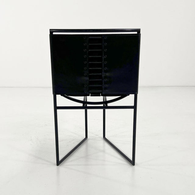 Model 91 Chairs in Black Leater by Mario Botta for Alias, 1990s, Set of 4, in Good conditions. Designed 1980 to 1989 I...