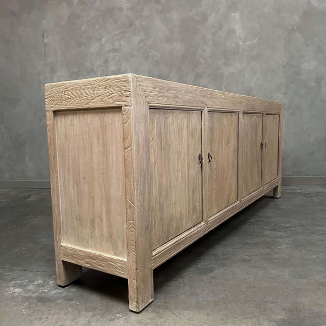 Reclaimed Elm Wood 4 Door Cabinet or Sideboard For Sale - Image 4 of 8