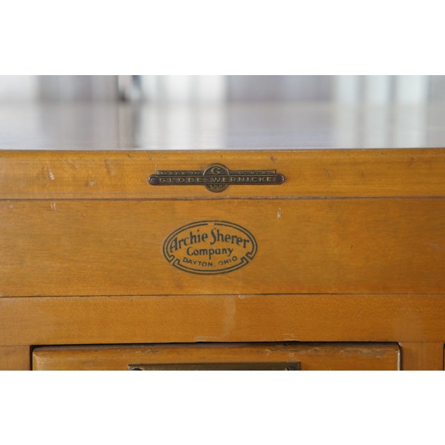Globe Wernicke Mid 20th Century Globe Wernicke 30 Drawer Index Card Library File Catalog Cabinet 47" For Sale - Image 4 of 15