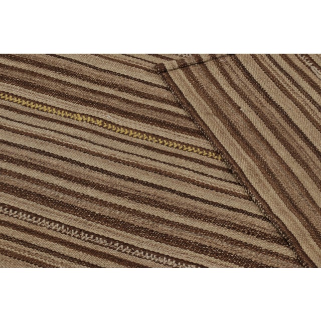 Beige Vintage Bidjar Persian Kilim, Tribal Rug in Brown Stripes For Sale - Image 8 of 8