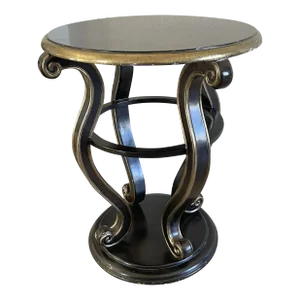 Mid 20th Century Hollywood Regency Art Deco Romantic Round Scroll Side Table