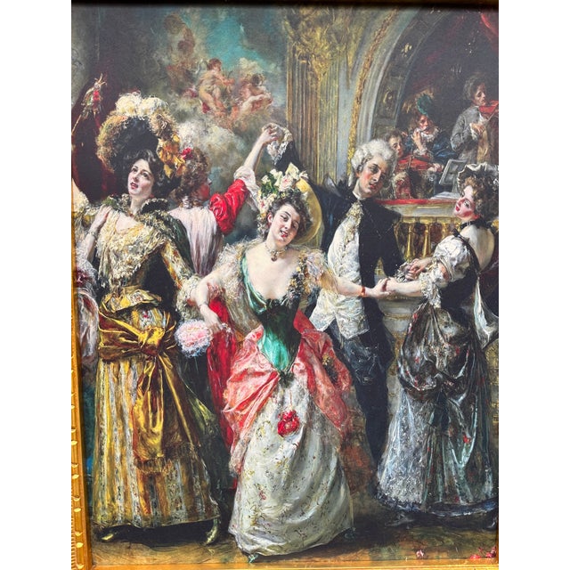 Bring romantic European elegance into your interior with this Vintage Paris Ballroom Dance Scene Wall Art, beautifully...