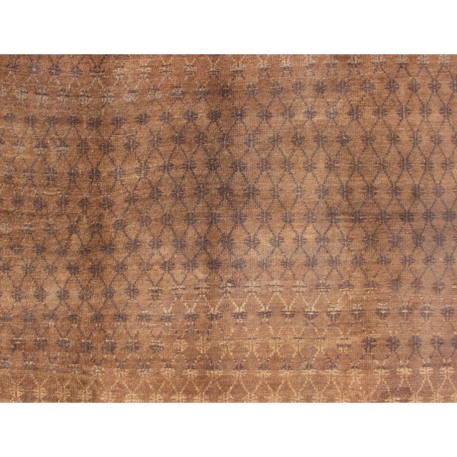 Vintage Turkish Kars Rug With a All-Over Lattce Design in Brown Tones For Sale In Atlanta - Image 6 of 11