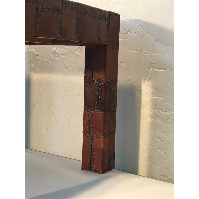Brown Saddle Leather Patchwork Occasional Table For Sale - Image 8 of 9