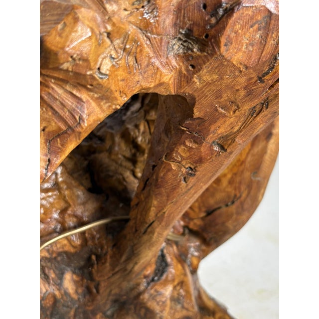 Large Olive Wood Lamp, France, 1960 For Sale - Image 13 of 15