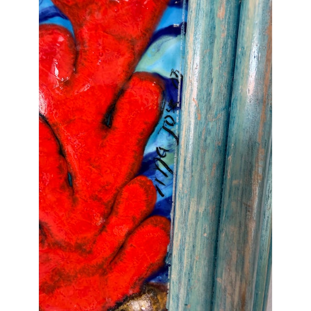 Vintage Handcrafted Ceramic Mosaic Fish- Aquatic Panel Wall Art – Framed For Sale - Image 10 of 12