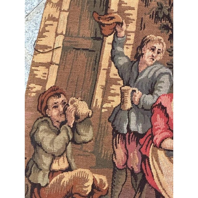 Antique French Aubusson Jacquard Tapestry Village, 1970s For Sale - Image 14 of 18