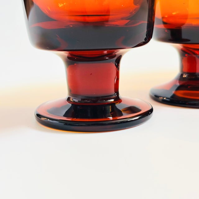 Vintage Amber Wine Goblets - Set of 4 For Sale - Image 9 of 10