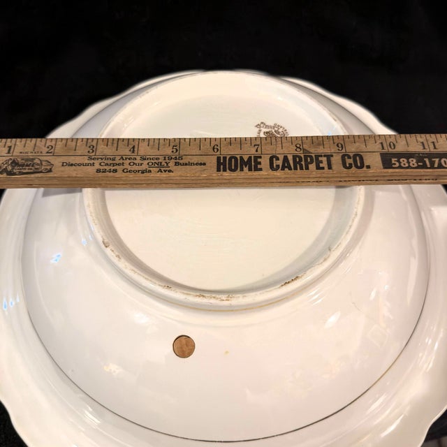 Antique Johnson Bros England "Royal Semi-Porcelain" Wash Basin With Functional Drain Hole & Stand For Sale - Image 12 of 12