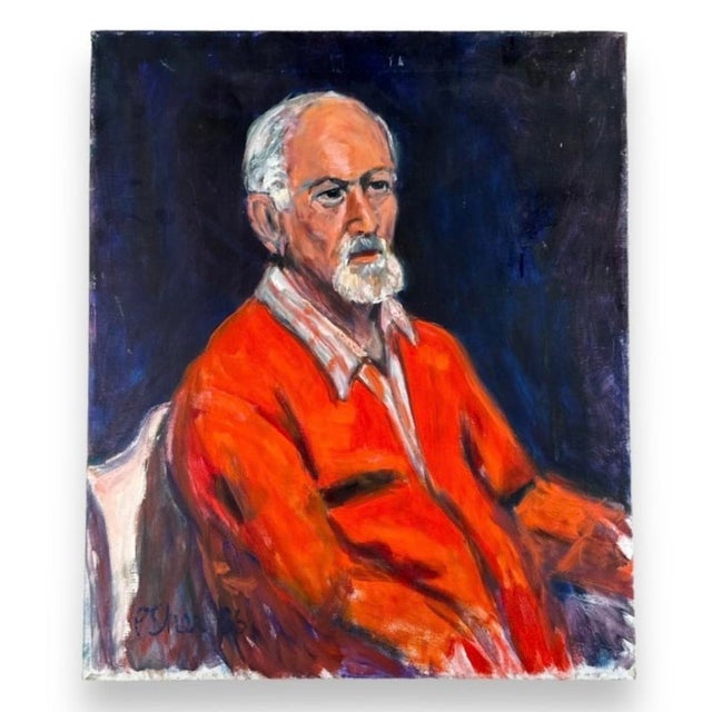 1980s 1980s Portrait of a Seated Man For Sale - Image 5 of 12