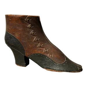Antique Victorian Treen Carved Boot, Late 19th Century