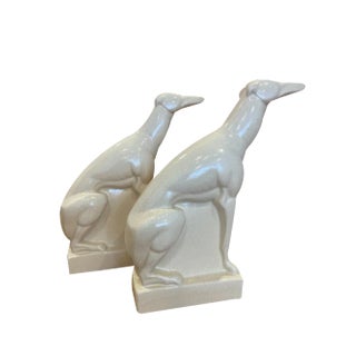 Greyhounds by Charles Lemanceau, 1920s, Ceramic, Set of 2 For Sale