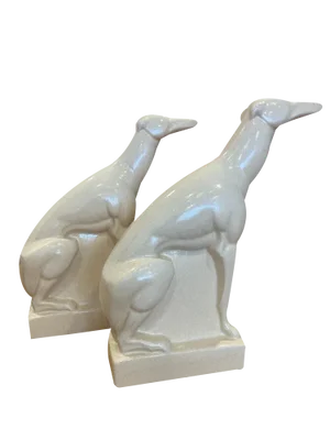 Greyhounds by Charles Lemanceau, 1920s, Ceramic, Set of 2