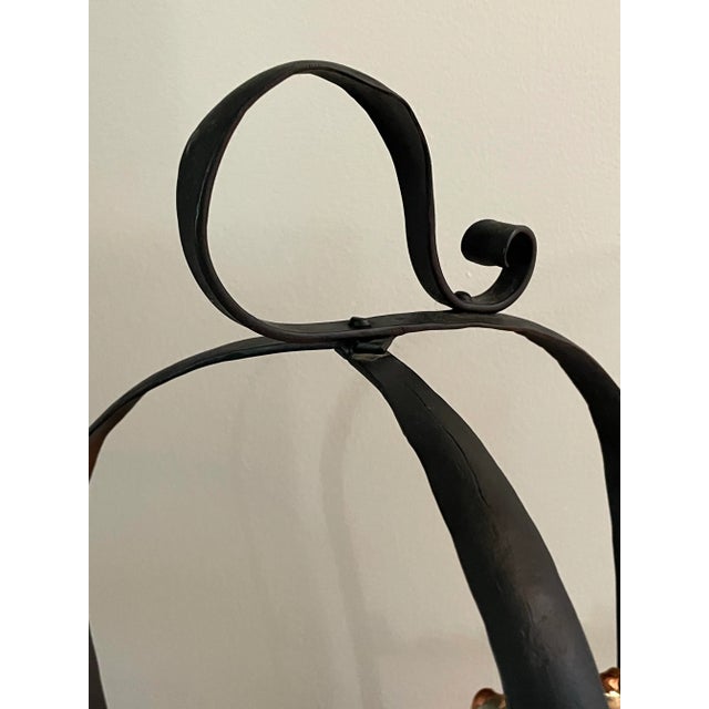 Vintage Midcentury Arts & Crafts Style Wrought Iron & Copper 3-Tier Stand For Sale In Chicago - Image 6 of 10