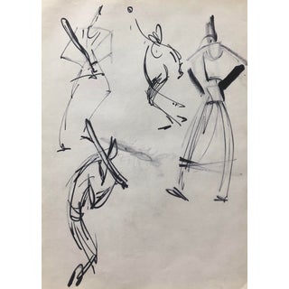 1950s Baseball Players Figure Drawing For Sale