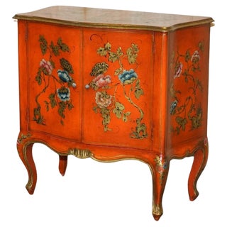 Vintage Chinese Chinoiserie Lacquer Side Cabinet, 1920s For Sale