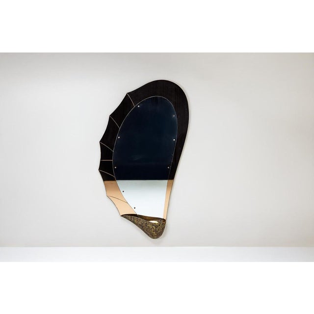 Large Mirror in Amber Glass and Metal by Cristal Art, Italy, 1960s For Sale - Image 4 of 9