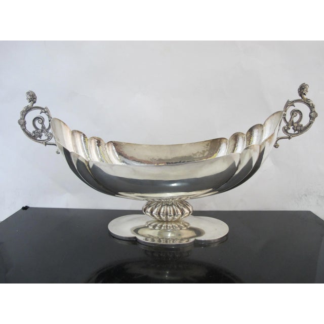 Sterling Silver Oval Scalloped Footed Centerpiece W/Figural Scroll Handles For Sale - Image 10 of 10