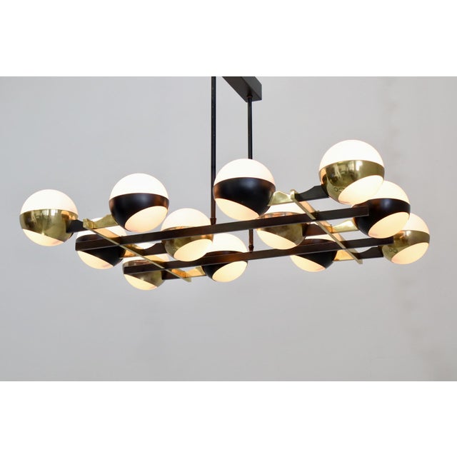 Vintage 12-Light Opal Glass and Metal Pendant Lamp from Stilnovo, 1958 For Sale - Image 16 of 18