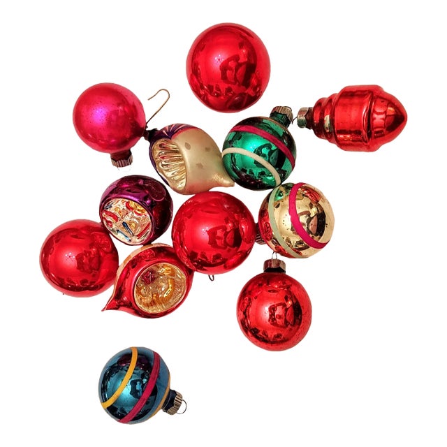 Boxed Set of Vintage Blown Glass Ornaments- Set of 12 For Sale