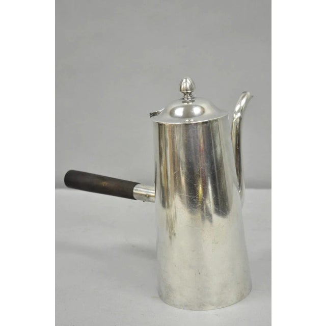 Vintage Us Navy Art Deco Silver Plated Coffee Tea Pot Kettle W/ Wooden Handle For Sale - Image 12 of 12