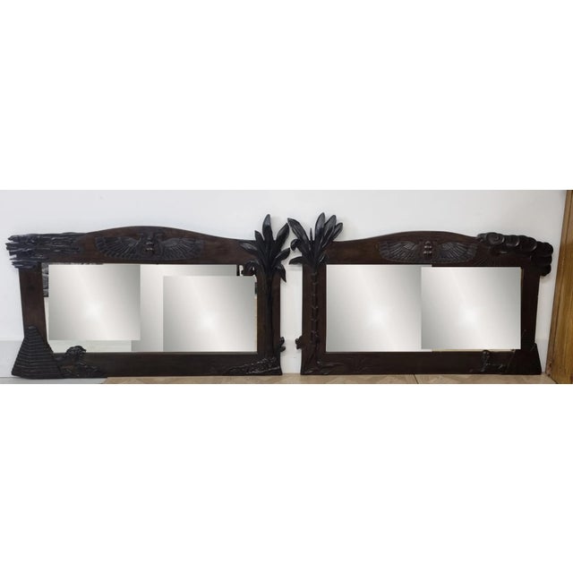 Art Deco Egyptian Revival Walnut Mirrors, 1920, Set of 2 For Sale - Image 16 of 16