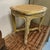 Vintage French Carved Wood Footstool Caning Replaced Chippy Original Finish Beige Yellow For Sale - Image 9 of 11