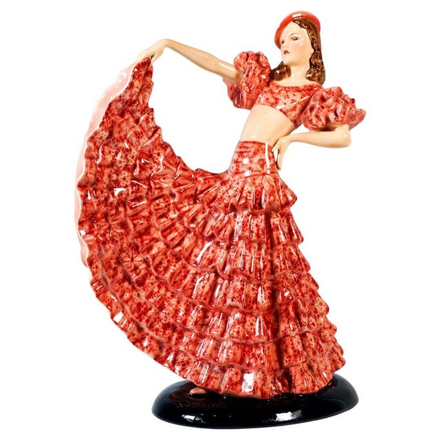 Art Deco Colette Ruffle Dance Figurine by Stephan Dakon for Goldscheider, 1939 For Sale - Image 6 of 6