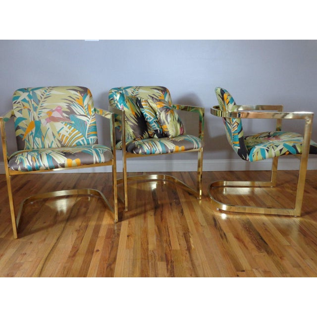 Mid-Century Modern Vintage Design Institute America for Milo Baughman Brass Cantilever Chair For Sale - Image 3 of 5