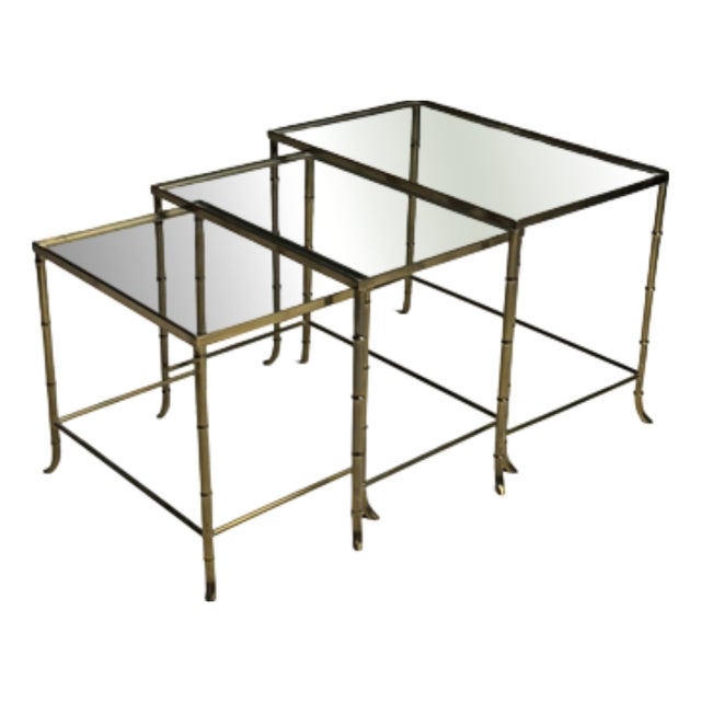 Faux Bamboo Nesting Tables, Set of 3 For Sale