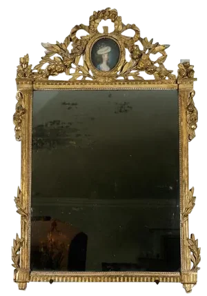 18th C. French Giltwood and Painted Mirror