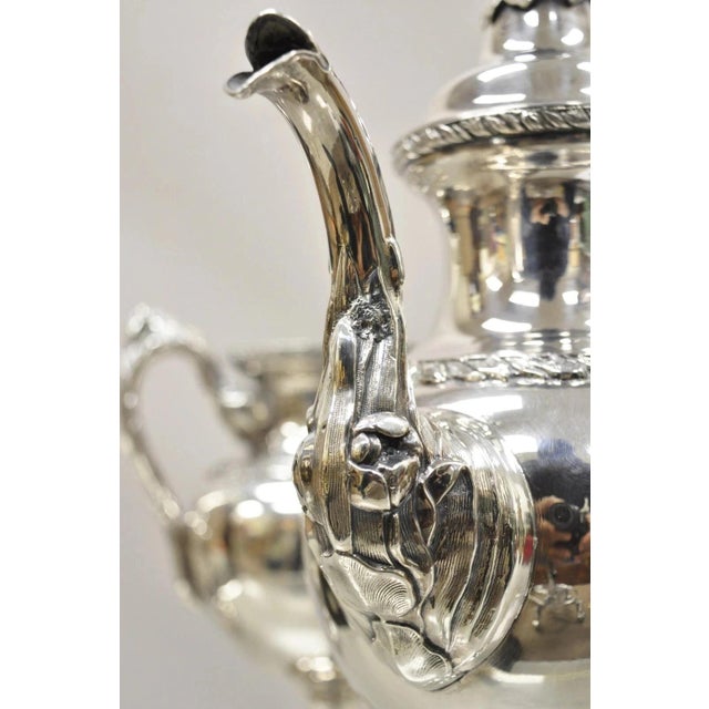 Silver Antique English Regency Swan Finial Silver Plated Tea Service Set - 3 pcs For Sale - Image 8 of 12