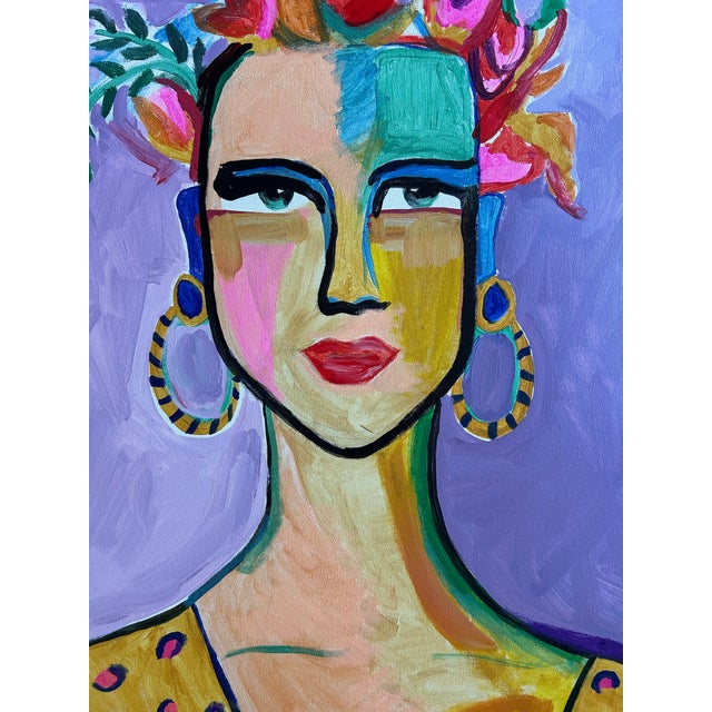 2020s Abstract Painting Portrait of a Woman in Vintage Frame by Alexandra Brown For Sale - Image 5 of 6
