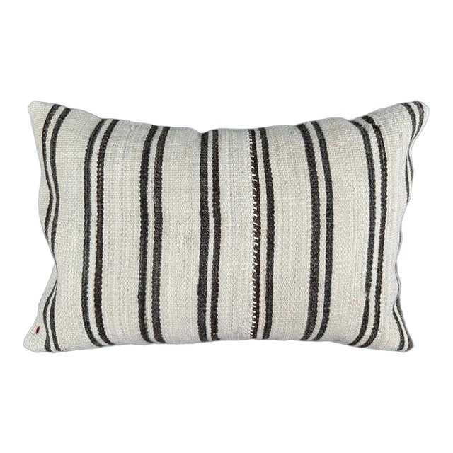 Turkish Hemp Pillow Cushion Natural Beige Brown Pillow Cushion Cover 16" x 24" For Sale