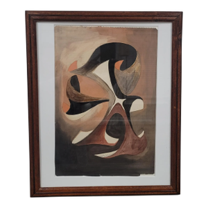 Outsider Art Abstract Gouache Contemporary Painting on Paper- 1981