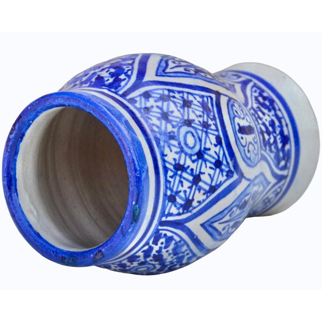 Ceramic Mid 20th Century Handmade Moroccan Ceramic-Art Vase W/ Blue Hues For Sale - Image 7 of 8