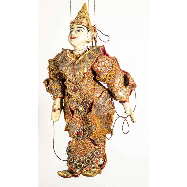 1950s Asian Handcrafted Wood Burmese String Opera Marionette Wall Decor For Sale - Image 12 of 17