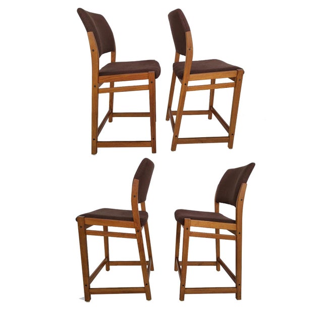 Chestnut Mid 20th Century Swedish Teak Counter Stools Designed by Svegards Markaryd, Set of 2 For Sale - Image 8 of 11
