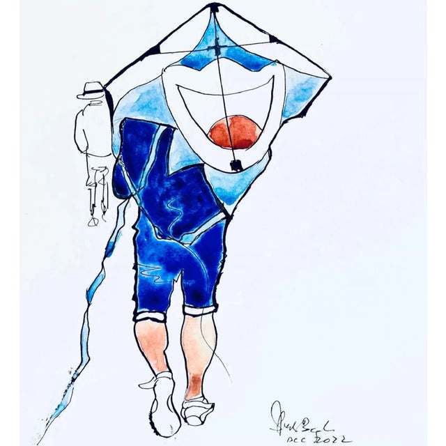 "The Kite Runner and His Son" Contemporary Original Expressionist Figurative Painting by Shabs Beigh For Sale