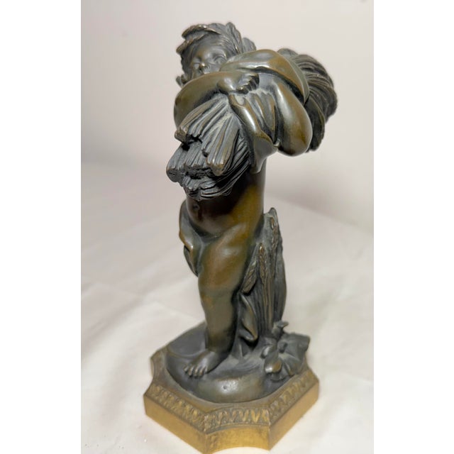 Antique 1800s Claude Michel Clodion Putti Cherub Bronze Statue Realism Sculpture For Sale In New York - Image 6 of 13